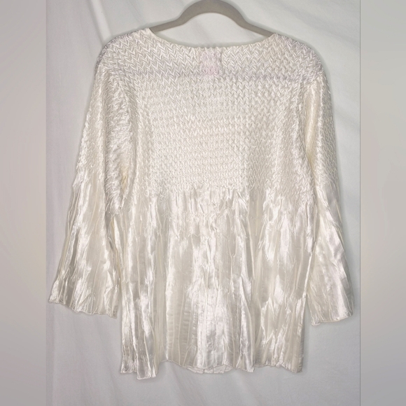 Toffee Apple Ivory Blouse XL Crinkled Stretchy Excellent LOOK - Picture 3 of 3